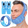 REVIX Face Ice Pack for Wisdom Teeth, 3D Sewing Ice Pack Head Wrap for TMJ Discomfort, Jaw Soreness, Dental Caries and Tooth Extraction, Extra Snug Fit with 4 Hot and Cold Pads, Blue view 1