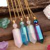 HXSCOO Aura Crystal Perfume Bottle Pendant Necklace Women Natural Hexagonal Gemstone Essential Oil Duffuser Necklace Jewelry (Color : Smoky Quartz) view 2