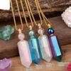 HXSCOO Aura Crystal Perfume Bottle Pendant Necklace Women Natural Hexagonal Gemstone Essential Oil Duffuser Necklace Jewelry (Color : Smoky Quartz) view 3