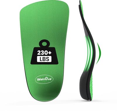 Arch Support Insoles for Women Men - Welnove 3/4 Length Orthotic Shoe Inserts for Plantar Fasciitis Flat Feet Over-Pronation Heel Pain Relief Heel Inserts for Women's 7-8.5,Men's 6-7.5
