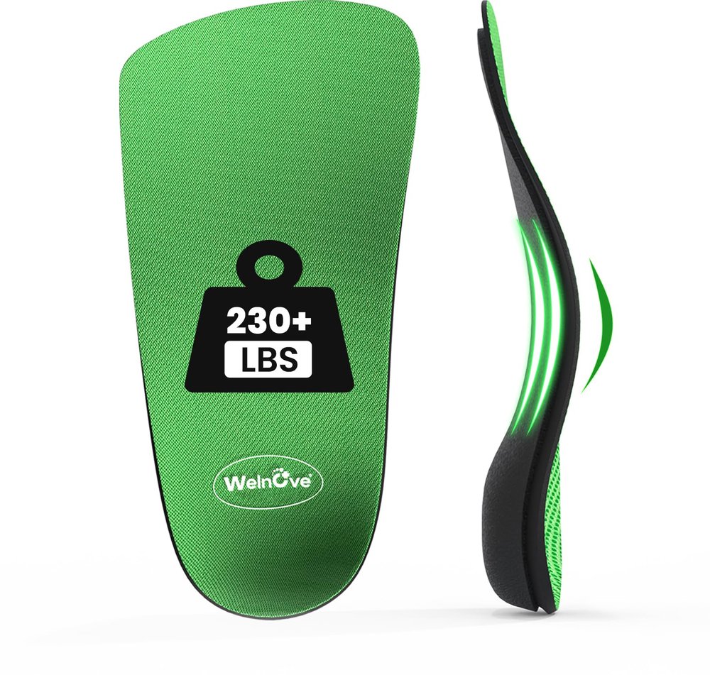 Arch Support Insoles for Women Men - Welnove 3/4 Length Orthotic Shoe Inserts for Plantar Fasciitis Flat Feet Over-Pronation Heel Pain Relief Heel Inserts for Women's 7-8.5,Men's 6-7.5