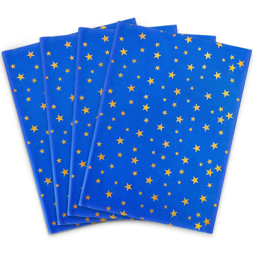 100 Sheets Navy Blue with Gold Star Tissue Paper Bulk,20" x 14",Blue Tissue Paper for Gift Bags,Birthday,Weddings,Baby Shower,Mother's Day (Navy with Gold Star)