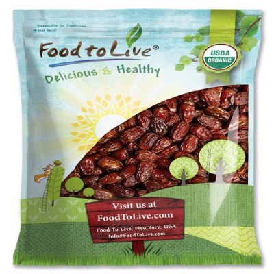 Food to Live Organic Medjool Dates, 6 Pounds  Non-GMO, Whole Dried Dated with Pits, Large Size, Unsweetened, Unsulphured, Vegan, Sirtfood, Bulk. Good Source of Potassium, Magnesium, and Dietary Fiber
