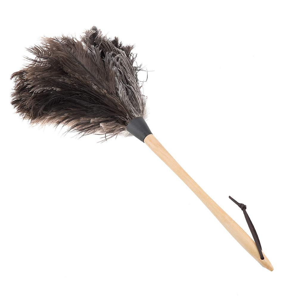 22.44Inch Ostrich Feather Dusters, Washable Wooden Handle Duster, Non Electrostatic Ostrich Feather Duster for Home Use