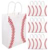 STOBOK 12Pcs Baseball Party Favor Bags White Paper Bags with Handles for Sports Themed Birthday Party, Team Celebrations, Baby Shower, Snacks, Gifts, and Treats Storage view 1