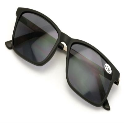 V.W.E. Men Premium Rectangle TR90 Extended Metal Temple - Sunglasses Reader - 147mm Wide Frame Reading Glasses (Black Sun Reading, 2.50)