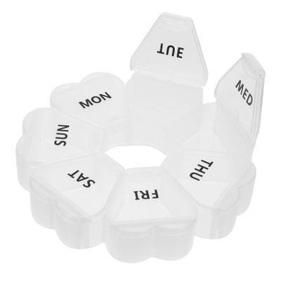 WOFASHPURET Weekly Pill Organizer Day Case Transparent Petal Design Portable Travel Medicine Storage for Vitamins and Compartments