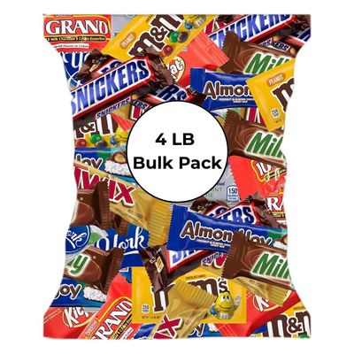 CandyKrave Halloween Assorted Chocolate Candy Variety Pack - 4lb Assorted Bulk Chocolate Candy & Chocolate Gifts - Halloween Chocolate Candy Individually Wrapped- Mixed Candy Chocolate Assortment Bags