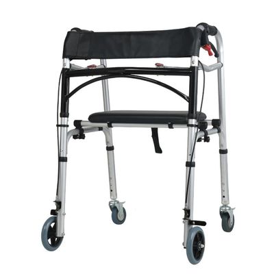 KEULEN Walking Frame, Walker with Seat and Brake, Folding Rollator, 81-90cm Adjustable Heights, Load 180KG, Disability Aids Walker, Thickened Aluminum Alloy Side Rod, for Elderly Handicap