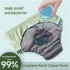 Washable Incontinence Underwear for Men Heavy Leakage, Loose Cotton Reusable Leakproof Adult Cloth Diapers for Elderly (x_l,Grey) view 3