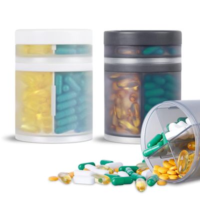 2 Pack KIGI Large Capacity Medicine Organizer and Pill Case with 4 Compartments