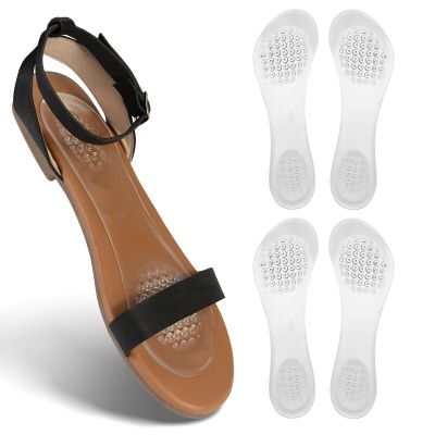 2 Pairs Gel High Heel Inserts Women, Adhesive Cushioning Insoles for Sandals Flats Dress Shoes, 3/4 Length Invisible Insoles Prevent Slipping, 7.5-10 Size