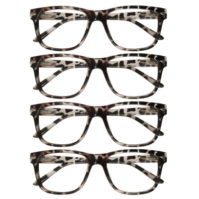WEMOOTANTS 4 Pack Reading Glasses 6.0 for Women Men, Large Square Readers 6.00 Tortoise Frame with Spring Hinge, Mens Designer Reader Glasses