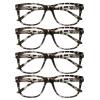 WEMOOTANTS 4 Pack Reading Glasses 6.0 for Women Men, Large Square Readers 6.00 Tortoise Frame with Spring Hinge, Mens Designer Reader Glasses view 1