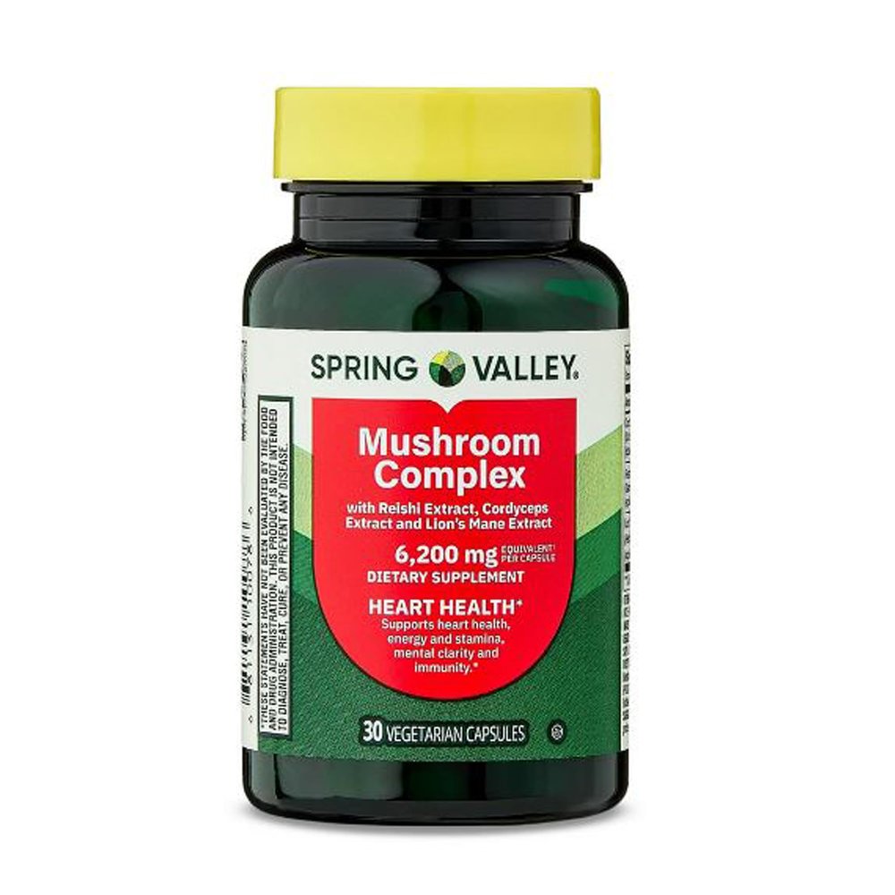 4 TOP CARE Mushroom Complex Dietary Supplement,6,200mg Equivalent Serving, 30 Vegetarian Capsules