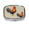 Dwrepo Animal Art Chicken Painting Print Square Pill Organizer 2 Compartment Pill Box Portable Medicine Pill Case For Home Outdoor Travel, Black view 1
