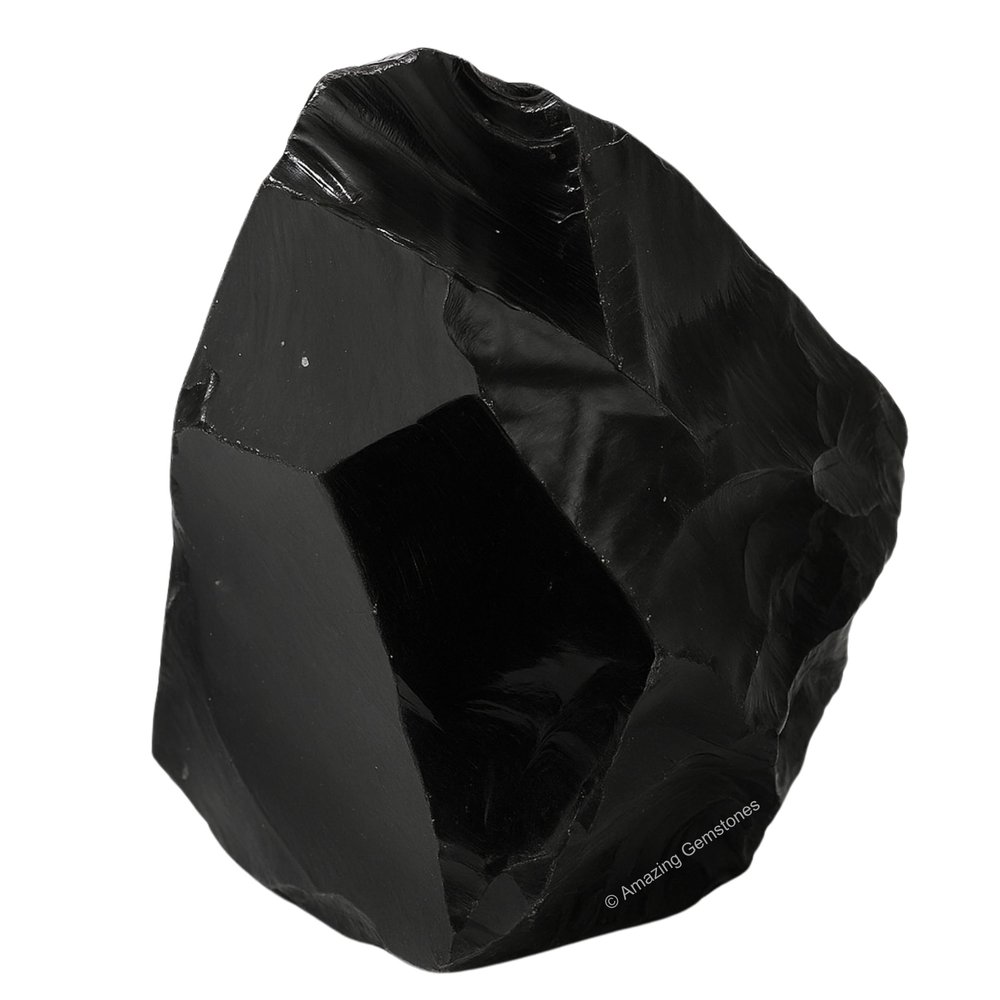 Amazing Gemstone Black Obsidian Raw Crystals and Healing Stones, Natural Rocks for Tumbling and DIY Raw Stones and Crystals (1 Piece)