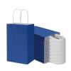 100 Pack 5.25x3.25x8.25 Inch Small Royal Blue Kraft Paper Bags with Handles Bulk, Toovip Gift Wrap Bags for Favor Grocery Retail Party Birthday Shopping Business Goody Craft Merchandise Take Out Sacks view 1