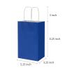 100 Pack 5.25x3.25x8.25 Inch Small Royal Blue Kraft Paper Bags with Handles Bulk, Toovip Gift Wrap Bags for Favor Grocery Retail Party Birthday Shopping Business Goody Craft Merchandise Take Out Sacks view 2