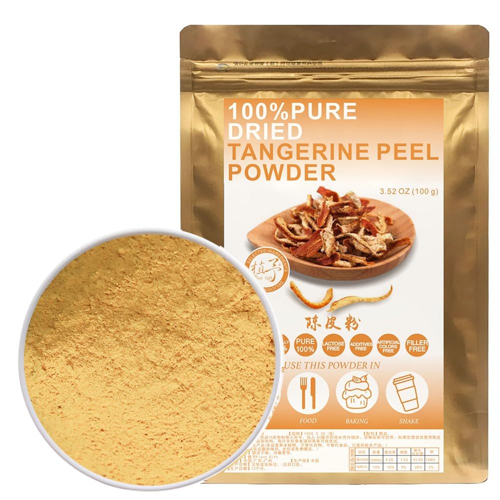 100% Pure Tangerine Powder  100g/3.52oz Natural Tangerine Flour | CHENPI Powder for Smoothies, Shakes, Baking & Drinks,| Free from Preservativesn