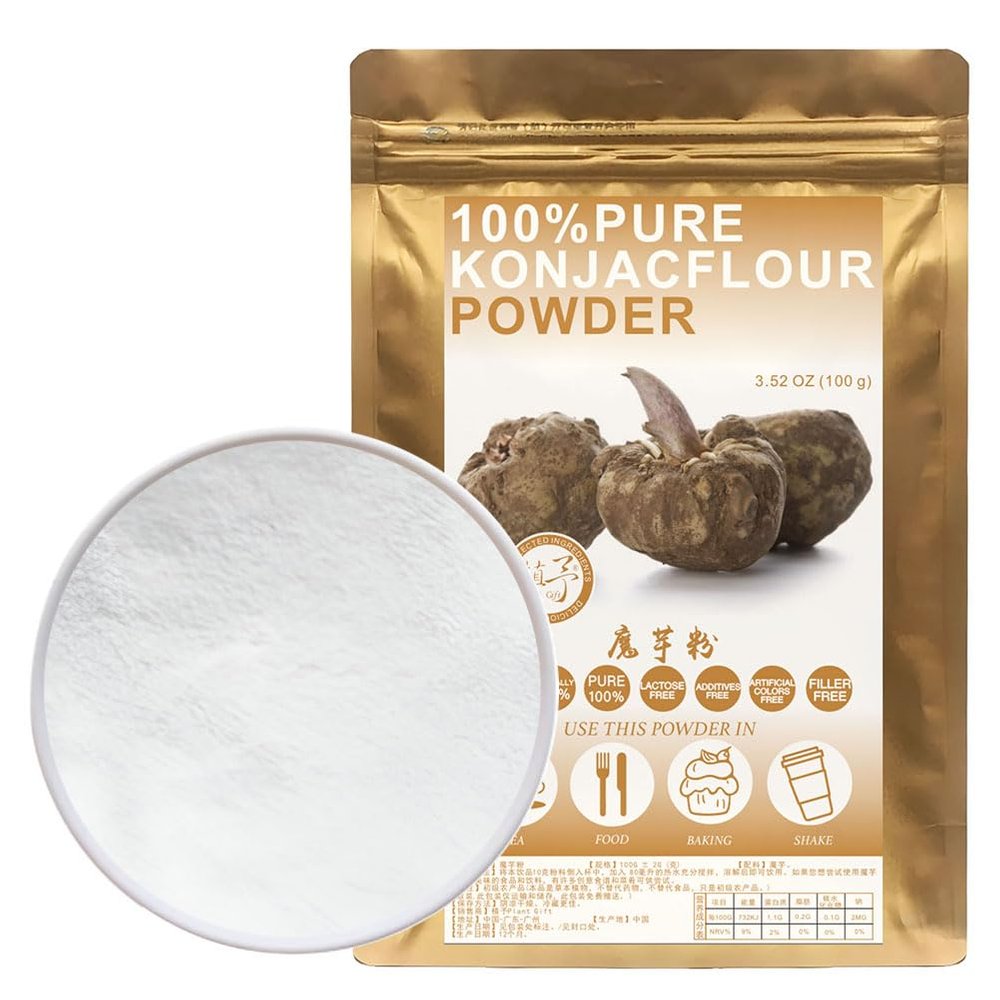 100% Natural Pure Konjak Powder 100g/3.52oz Konjac Gum Powder for Cornstarch Substitute, Thickener| Free from Preservatives, No Added Sugar