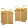 Adecortalk 100 Pack Brown Kraft Gift Boxes 2x2x2 inches Small Kraft Gift Boxes with Ribbons Mini Cardboard Boxes Candy Treat Boxes for Gift Wrapping Wedding Bridesmaid Baby Shower Birthday Christmas view 1