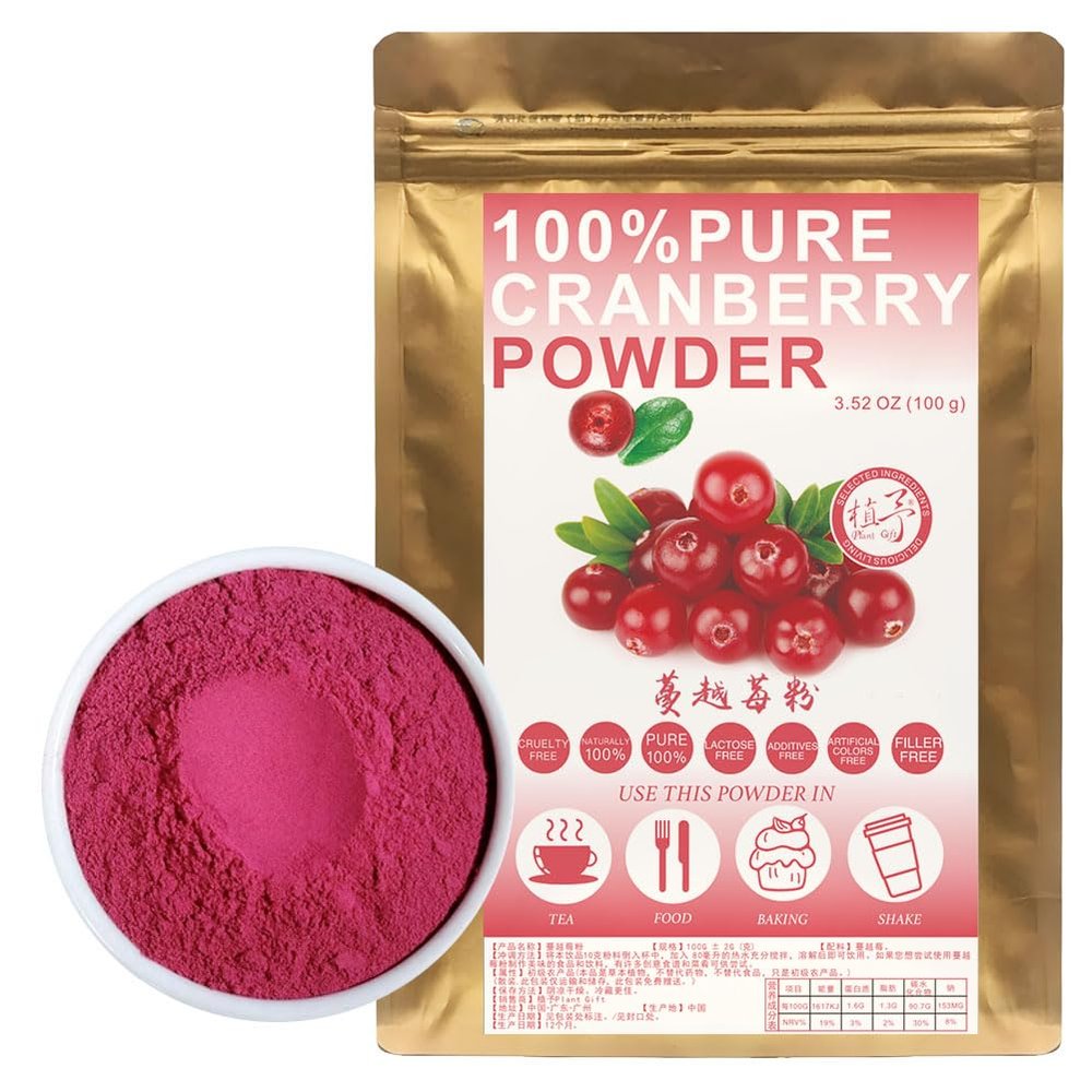100% Natural Pure Cranberry Powder 100g/3.52oz Cranberry Powder for Smoothies, Shakes, Baking & Drinks,| Free from Preservatives, Freeze-Dried, No Added Sugar