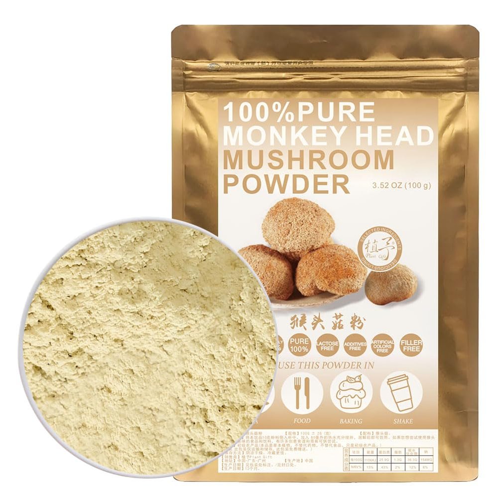 100% Natural Pure Hericium Erinaceus Powder  100g/3.52oz Lions Mane Mushroom Powder For Smoothies, Shakes, Baking & Drinks,Tea | Free from Preservatives