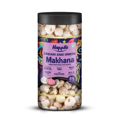 Cream & Onion Roasted Makhana Snack, 80g, Low Calorie, Gluten Free, Vegan by Happilo