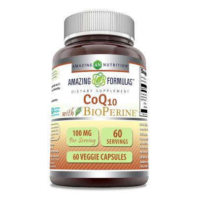 Amazing Formulas CoQ10 with Bioperine | 100 Mg Per Serving Supplement | 60 Veggie Capsules | Non-GMO | Gluten Free | Made in USA