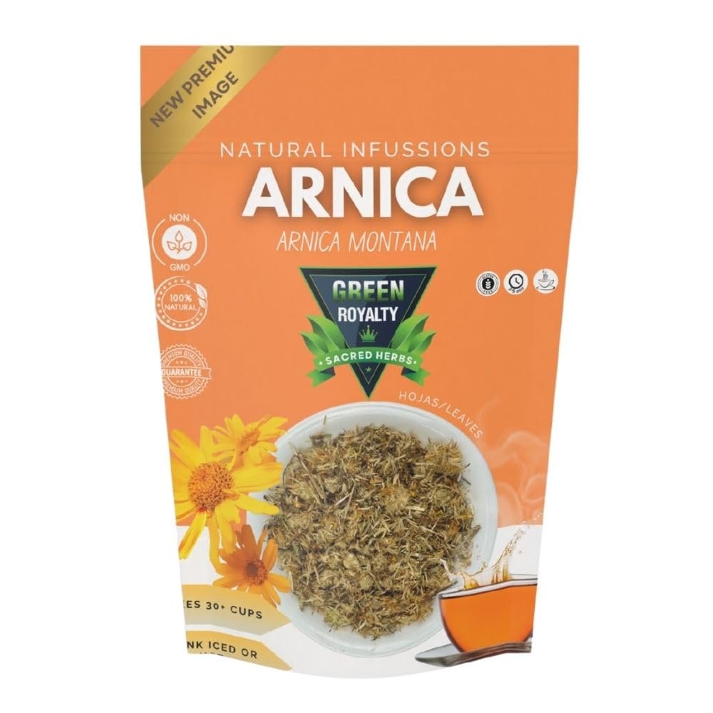 GREEN ROYALTY Te de Arnica 4oz (113gr) Herbal Tea (Arnica Flowers Dried). Stand Up Resealable Bag Crafted By Nature100% All Natural Fresh Tea