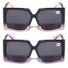 V.W.E. 2 Pairs Square Oversize Women BIFOCAL Outdoor Reading Sunglasses Glasses (1 Pink 1 Purple, 3.00) view 2