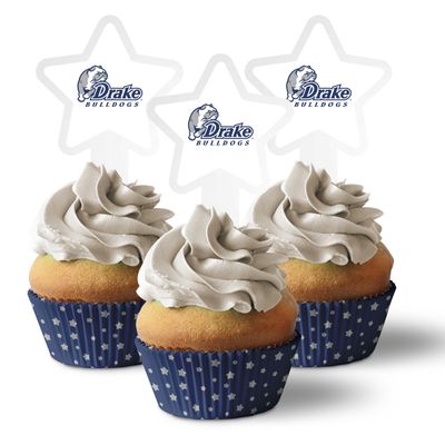 Drake University Cupcake Toppers, Officially Licensed Bulldogs Cupcake Picks, Solid Plastic(Star, 200)