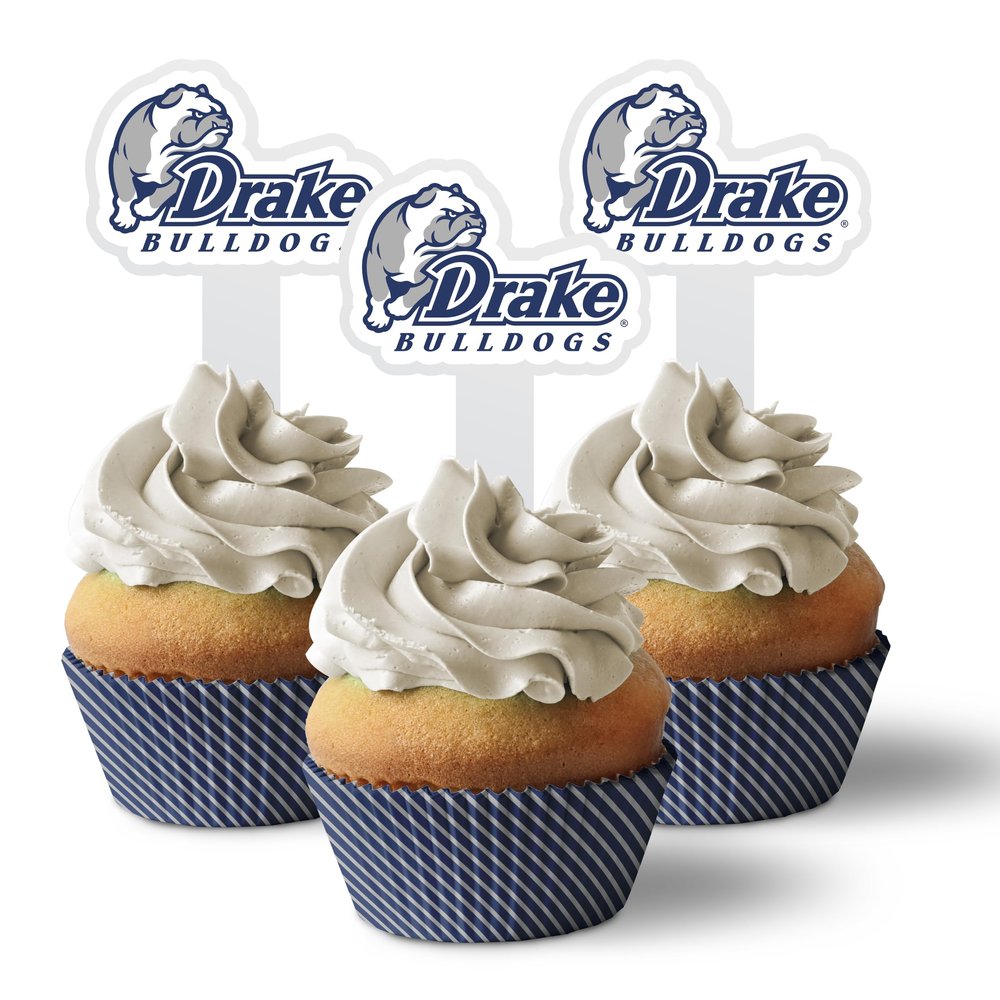 Drake University Cupcake Toppers, Officially Licensed Bulldogs Cupcake Picks, Solid Plastic (Logo, 200)