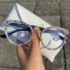 mincl Oversized Round Bling Rhinestone Reading Glasses for Women Festival Party Readers trendy Anti Blue Light Magnifier (black, 3, x) view 2