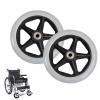 WORDFUN 2pcs 6/7/8in Solid Wheel Replacement for Wheelchairs, Rollator Wheels, PVC Wheelchair Front Wheels, Wear-Resistant Solid Tires Front Wheel with Bearing, Black, Grey view 1
