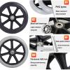 WORDFUN 2pcs 6/7/8in Solid Wheel Replacement for Wheelchairs, Rollator Wheels, PVC Wheelchair Front Wheels, Wear-Resistant Solid Tires Front Wheel with Bearing, Black, Grey view 4