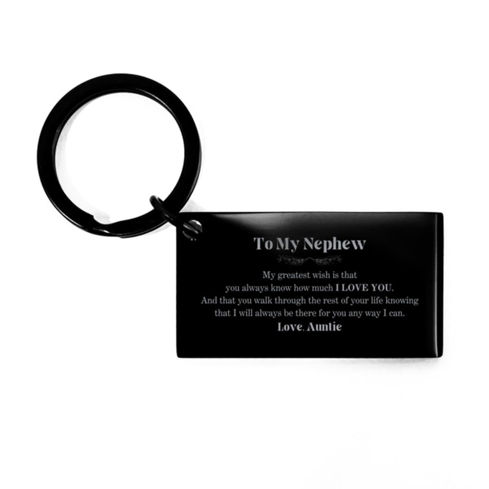 To My Nephew Keychain, I will always be there for you, Supporting Gifts for Nephew from Auntie, Birthday Inspirational Gifts for Nephew