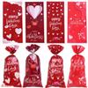 fjygwx13 50pcs Valentine's Day Cellophane Treat Bags Red Heart Cello Gift Bags Sweet Goodie Candy Party Favor Bags Plastic Gold Twist Ties for Wedding Anniversary Supplies view 1
