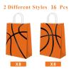 BQK 16 Pcs Basketball Gift Bags with Handles for Basketball Birthday Party Supplies Basketball Candy Treats Bags Basketball Party Favor Bags Basketball Goodie Bags view 4