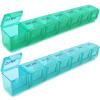 2 Pack Weekly Pill Organizer, Large 7 Day Pill Case, Daily Vitamin Case Medicine Box, AM/PM Pill Containers for Medicine Supplements Fish Oil (Blue & Green) view 1