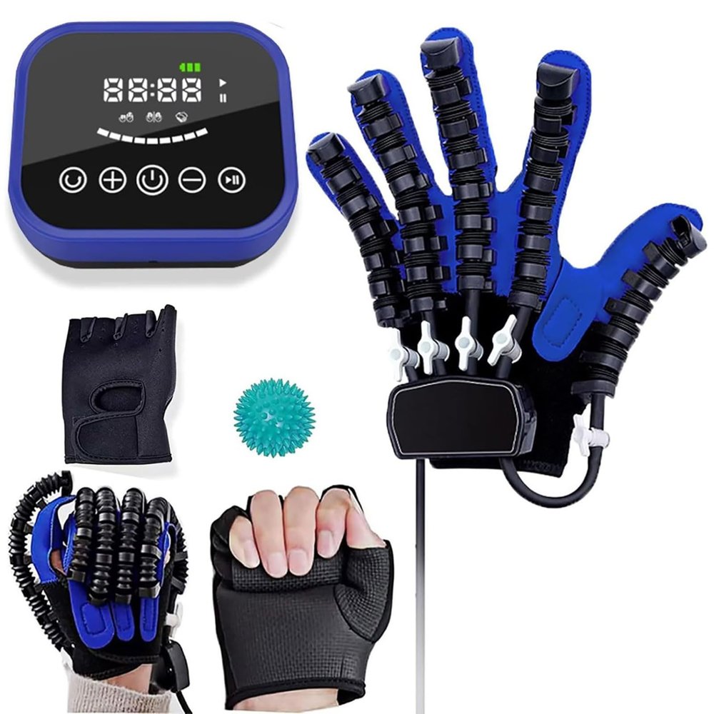 ATLION Rehabilitation Robot Gloves, Multi-Modal Rehabilitation Training Gloves, Portable Hemiplegia Finger Rehabilitation Trainer, Finger Splint for Hand Rehabilitation(B,Left Hand XL)
