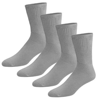 Brooklyn Socks 4 Pairs of Thin Combed Cotton Diabetic Socks for Men & Women, Loose, Wide, Non-Binding Neuropathy Low-Crew Socks (Gray, Fit's Shoe Size 7-11)