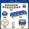 2025 Graduation Party Decorations, Blue Graduation Party Supplies Disposable Paper Plates Napkins Cups Tablecloth Banner Dinnerware Set for Congrats Grad Party Decorations, Serve 25 view 4