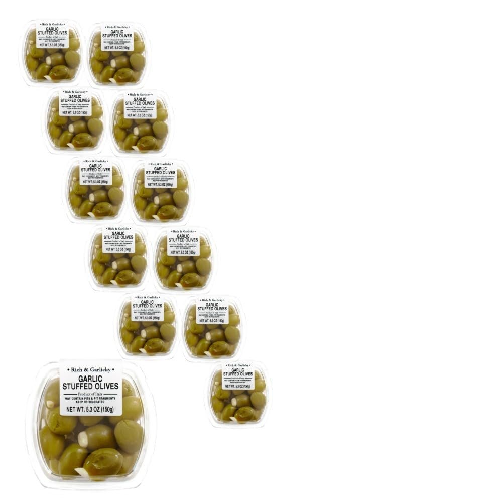 Fresh Pack Garlic Stuffed Olives, 5.3 oz, 12 Pack