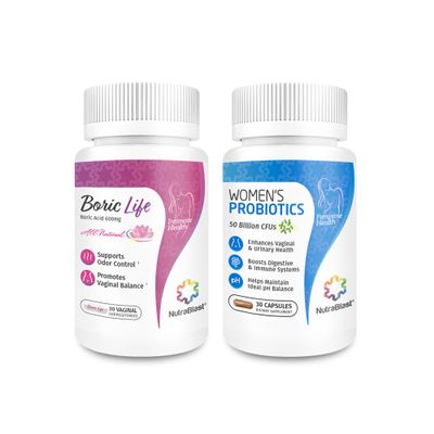 NutraBlast Boric Acid Suppositories Bundle with Women's Probiotics | Supports Odor Control | Digestive, UT & Intimate Health | Promotes Healthy Intimate Balance (30 Count)