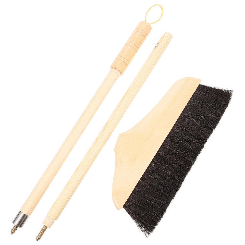 Amosfun Artificial Soft Hair Broom with Long Wood Handle, Home Kitchen Soft Bristle Sweeper Easy Sweeping Dust and Wisp Floors and Corners