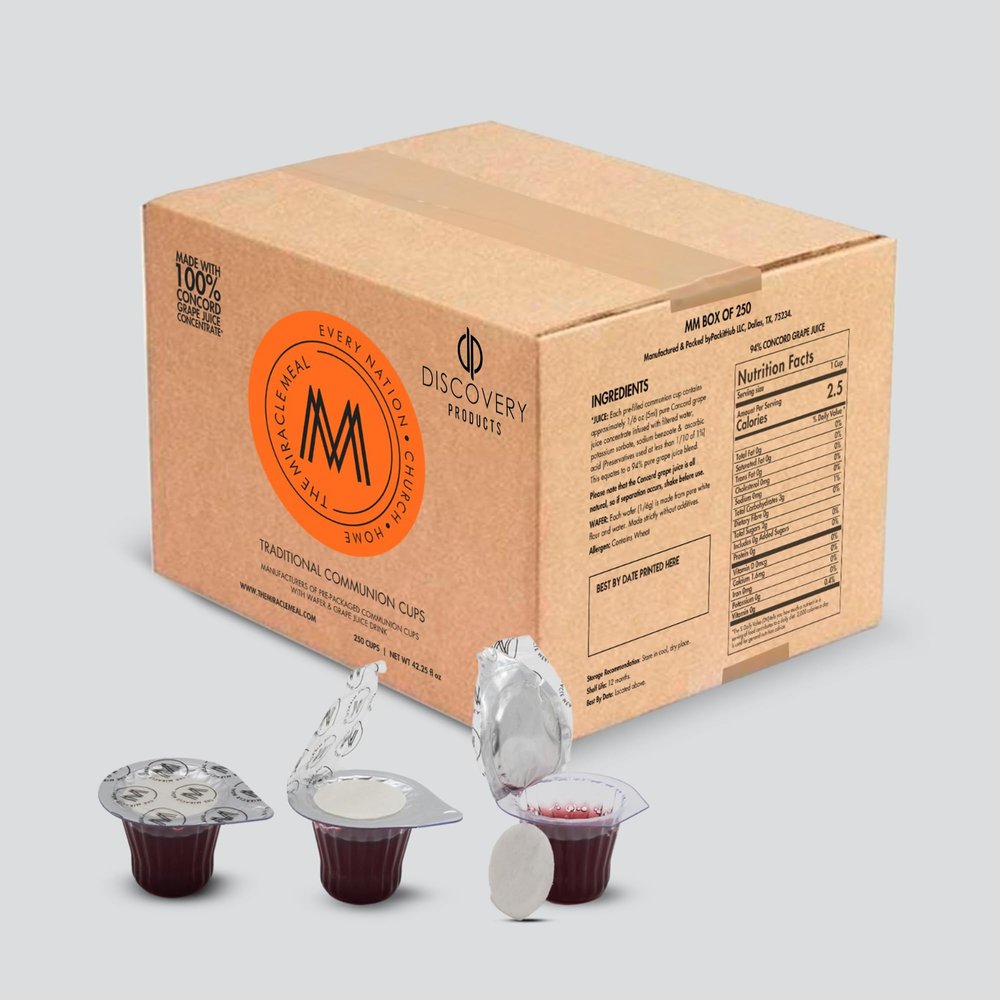 DISCOVERY PRODUCTS Pre-Filled Communion Cups and Wafer Set & Juice - Pack of 250 for Divine Communion Experiences!