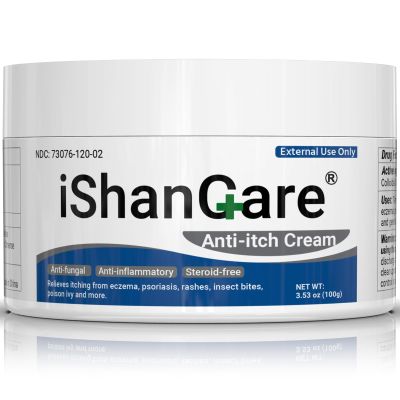 ishancare Anti Itch Cream Extra Strength, Oatmeal Soothing Skin Itch Relief Ointment for Rash, Dermatitis, Eczema, Psoriasis, Hives, Sun, Bites, Poison Ivy, Large Can 3.5 oz