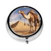 Camel Pill Box Metal Round Small Pill Case Cute 3 Compartment Pill Organizer Portable Travel Pillbox Mini Pill Container Holder for Daily Medicine Supplement Vitamin view 1